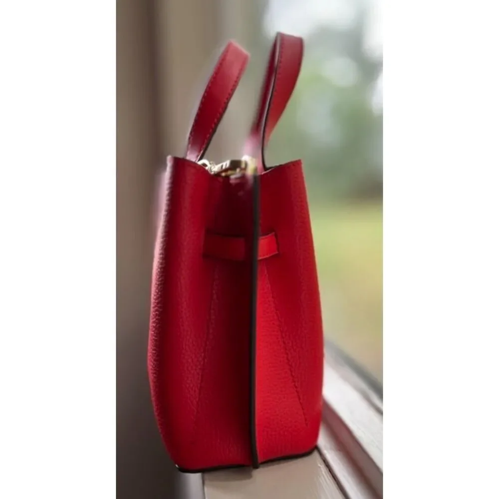 Michael Kors Emilia Small Pebbled Leather Satchel in bright red